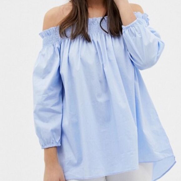 Charlotte Russe Crisp Off- The shoulder blue top - Picture 1 of 12